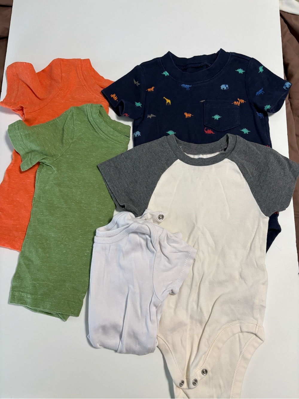 Jumping bean tees & onesies lot Dino 18m